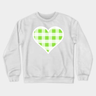 Apple Green and White Buffalo Plaid Heart Crewneck Sweatshirt